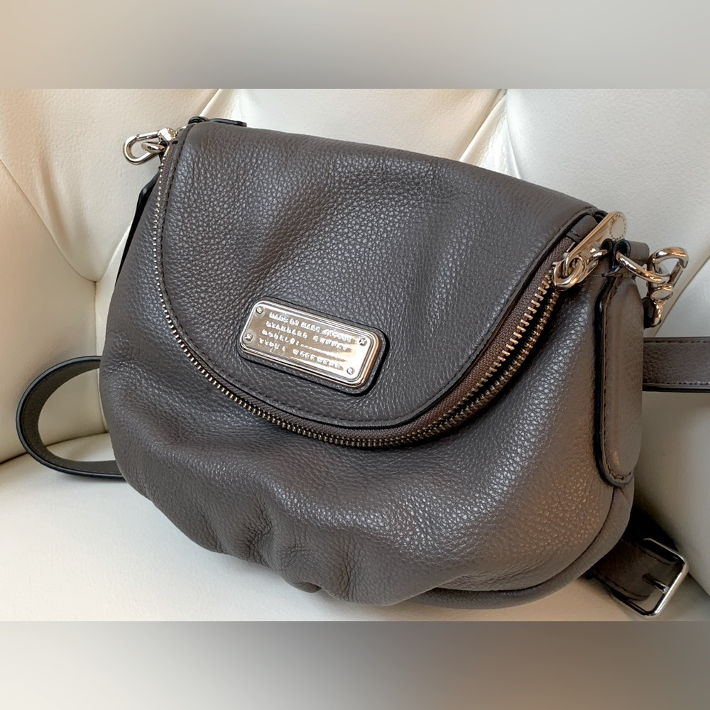 Marc By Marc Jacobs 100% Dark Gray Cow Leather Cross Body Bag w Removable Strap